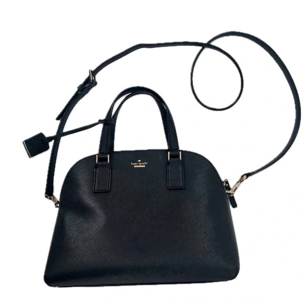 Kate Spade New York Cameron Street Large Lottie Satchel Crossbody Black Leather
